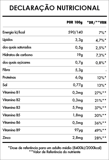 Tabela Nutricional - Crepe Salgado Bio 250g
